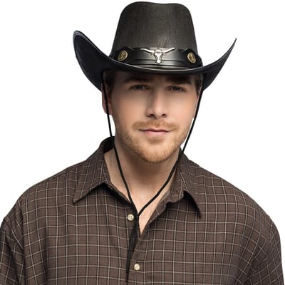 Boland - Hoed cowboy Wyatt zwart Zwart - 59 - Volwassenen - Unisex - Festival - Wild west - Western