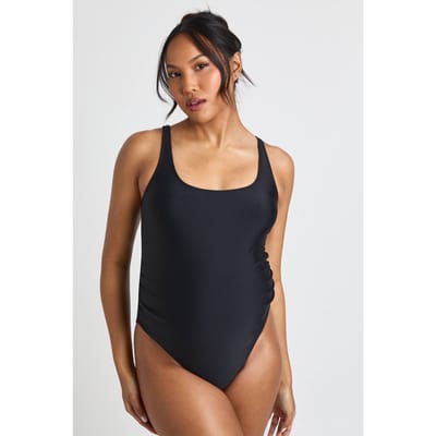 boohoo Dames Zwangerschapsbadpak Met Ronde Hals | Zwart | Maat: 36
