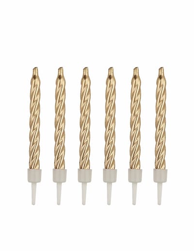 ANNIVERSARY HOUSE - 12 gouden kaarsen 7,5 cm met kaarsenstandaardjes