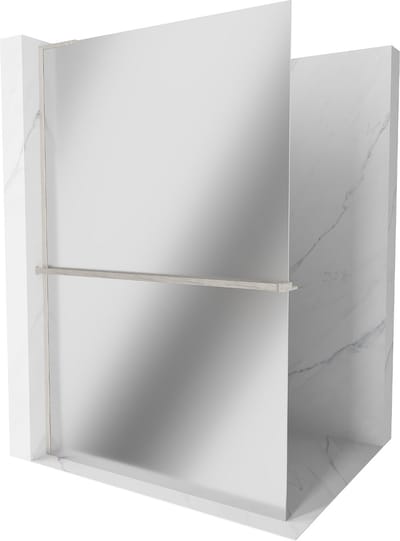 Mexen Kioto+ L douchewand met plank Walk-in 70 x 200 , spiegel, geborsteld nikkel - 800-070-123-97-50