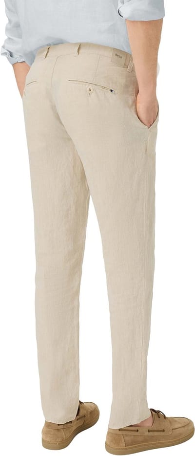 Pantalon Brax Fabio beige linnen wijde fit