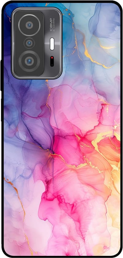 Smartphonica Telefoonhoesje Geschikt voor Xiaomi 11T / 11T Pro met marmer opdruk - TPU backcover case marble design - Regenboog geschikt voor Xiaomi 11T;Xiaomi 11T Pro
