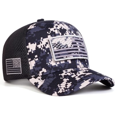 Casquettes de Baseball en Maille Camouflage Broderie Drapeau Américain Unisexes Printemps Été Extérieur Réglables Casquettes Décontractées Casquette Chapeau Anti-soleil