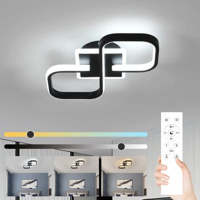 Rechthoekige LED-plafondlamp met afstandsbediening - Zwart, 40W, dimbaar 3000-6500K