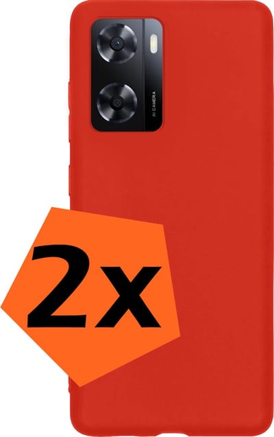 Hoes - 2 Stuks - Geschikt voor OPPO A57s - Sterk & Shockproof - Case Siliconen - Back Cover - Telefoon Hoes - Rood