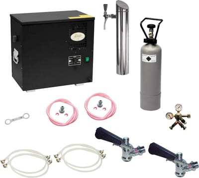 Complete Set - Biertap - AS-40, 2-kraans - Waterbadkoeler - Thuistap - Bierkoeler - met Fustkoppeling Type D, KeyKeg - voor onder de toonbank