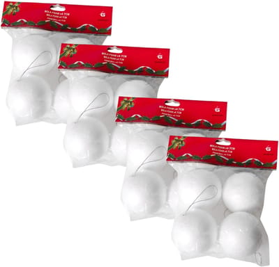 Gerimport Piepschuim ballen/bollen - 16x stuks - D7 cm - met lusjes - DIY hobby/decoratie balletjes
