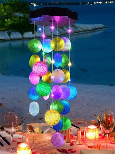Zonne-windgong Schelp - Decoratieve windgong - Tuin decoreren - 18 LED lampjes - Niet gespecificeerd - Multicolor
