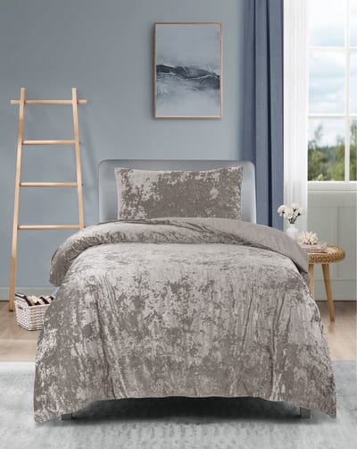 Princessdekbedovertrek Crushed Velvet -Soft Touch - Fluweel - Dekbedovertrek met Drukknopen- Eenpersoons - 140x200/220 + 1 kussensloop 60x70 -Taupe