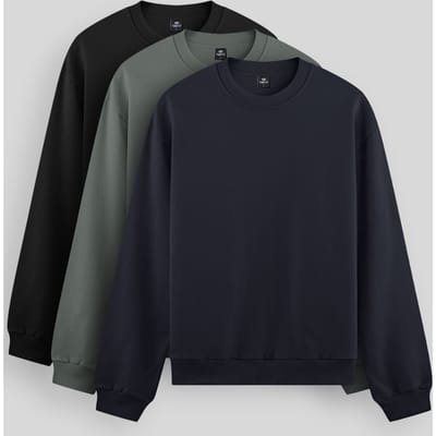 Heren Effen Rundhals Sweatshirt