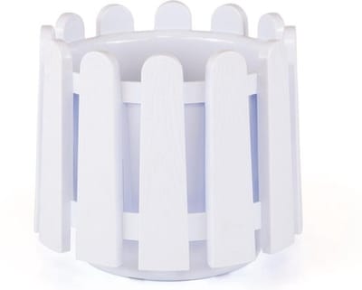 Witte ronde bloembak & waterdrainage 14L smart-pot bloempot UV bestendig
