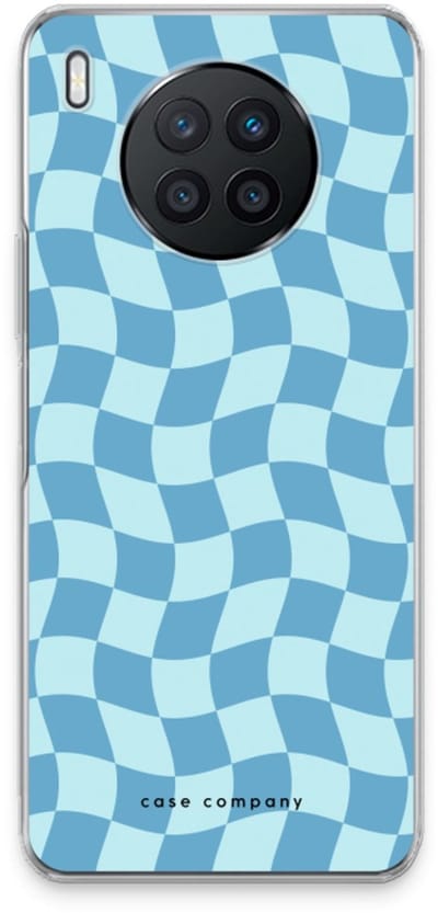 Case Company® - Hoesje geschikt voor Huawei Nova 8i hoesje - Grid Blauw - Soft Cover Telefoonhoesje - Bescherming aan alle Kanten en Schermrand