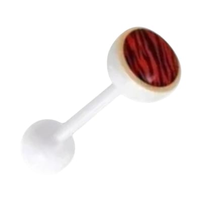 Aramat Jewels | Piercings | Bioplast Dierenprint Tongpiercing | Spots-Geel-Bruin | |8mm | Kunststof | Volwassenen | Verkleurd niet