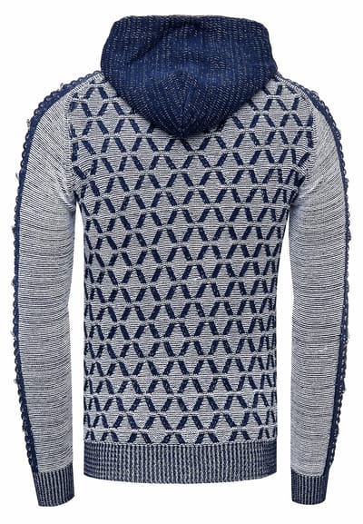 Contrasterende grof gebreide hoodie met 1/2 rits