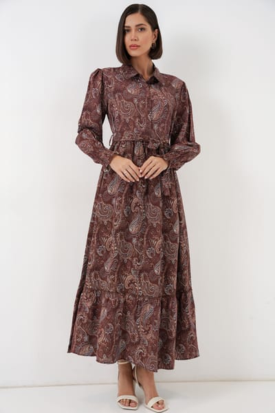 Maxi Overhemdjurk met Paisleyprint en Ceintuur