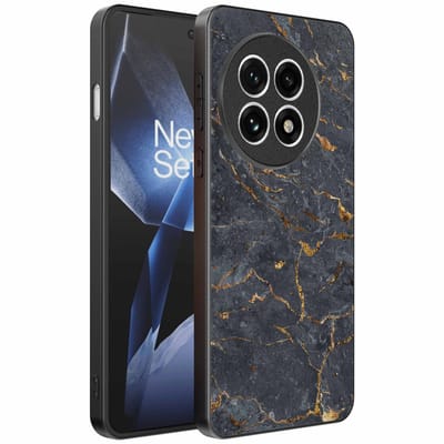 Geschikt voor OnePlus 13R Telefoonhoesje met Grijs Goud Marmer Opdruk - TPU Backcover Case Grey Gold Marble Design - Zwart - Smartphonica geschikt voor OnePlus 13R