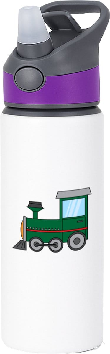 Hacebo® - Treinen waterfles met rietje paars - Treinmachinist - Treinmachinisten - spoorvoertuigen - locomotieven - water fles - 650ML