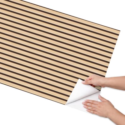 Coloray Meubel Wrap Folie - Beige Meubelfolie - 65x130 cm - Decoratiefolie Zelfklevend Beige strepen - Meubelfolie Zelfklevend - Modern Meubelfolie - Wrapfolie Keuken - Wanddecoratie - Achtergronden en patronen