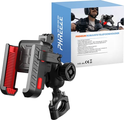 Phreeze PMH05 - Telefoonhouder Motor - Stuur - Sterk - Aluminium - Schokbestendig - Voor Scooter, Motor, Motorfiets & GoPro Camera - Universeel