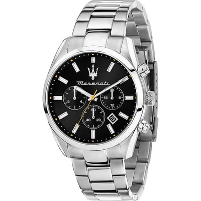 Maserati Attrazione Chronograaf Roestvrij Staal Zwarte Wijzerplaat Quartz R8853151010 Herenhorloge
