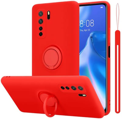 Cadorabo Hoesje geschikt voor Huawei NOVA 6 SE / P40 LITE / NOVA 7i in LIQUID ROOD - Beschermhoes van flexibel TPU silicone Case Cover met ring