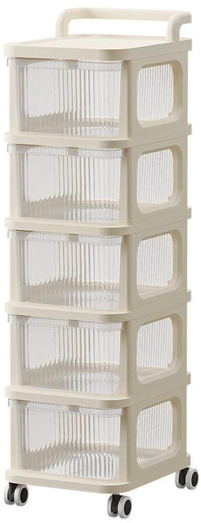 Dailygoods- Opbergrek 5-lagen op wielen - Opbergrek kunststof - Opbergkar - Opbergtrolley - Organizer voor woonkamer/slaapkamer/gang