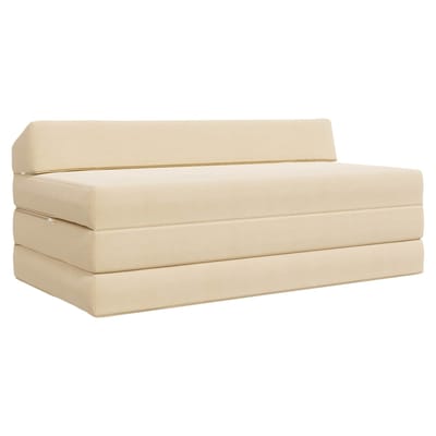 vidaXL - Vouwbare - Sofa - Bed - Crèmekleurig - 120 - x - 60 - x - 49 - cm - Stof