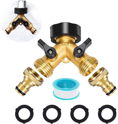 Dailygoods- Tuinslang Splitter - Messing Y-Vormige Koppeling - 2-Weg Tuinslang Verdeler - Robuuste Tuinslang Koppelingen - Waterverdeler - Eenvoudige Installatie - Tuinslangverdeler