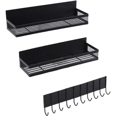 Étagère Magnétique pour Réfrigérateur Mobile Économiseur d'Espace Étagère à Épices pour l'Organisation de la Cuisine black