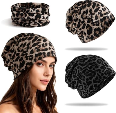 Warme Winter Sjaal en Muts in 2-in-1 Design met Luipaardprint voor Dames - Perfect als Verjaardagscadeau en voor de Herfst en Winter