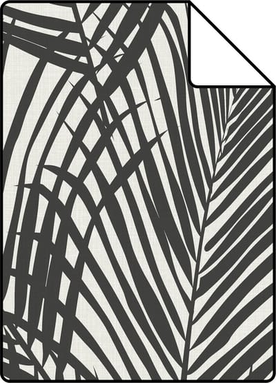Proefstaal ESTAhome behang palmbladeren zwart en wit - 26.5 x 21 cm - 139008-S