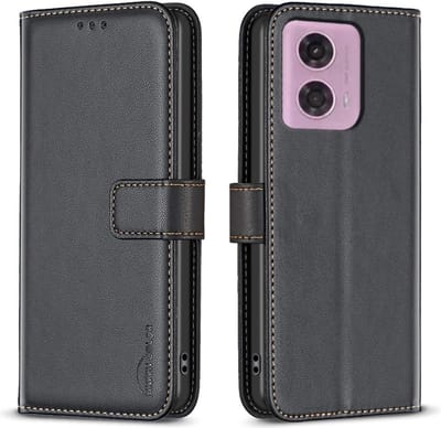 BINFEN Hoesje - Geschikt voor Motorola Moto G34 Hoesje - BINFEN Color Book Case - Zwart