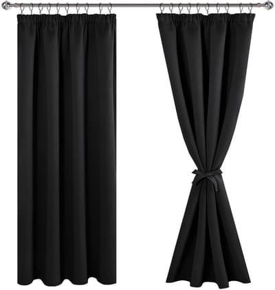 Dailygoods- Verduisteringsgordijnen Zwart - Set van 2 - H 175 x B 140 cm - Ondoorzichtig - Thermische Gordijnen - Hoogwaardig Polyester