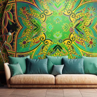 Fotobehang – Behangpapier - Fotobehang - Mandala: Emerald Fantasy 100x70 - Artgeist