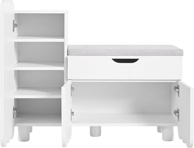 Wit MDF Driedeurs Lade Schoenenbank Kast 90x35x74.5cm Voor Hal