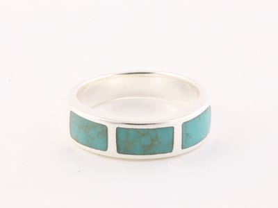 Zilveren ring met groene turkoois - maat 21