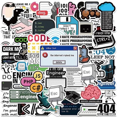 50 stuks Coole Ingenieur Programmering Netwerk Coding Hacker Meme Stickers Vinyl Doe-het-zelf Computer Laptop Motorfiets Helm Auto Sticker