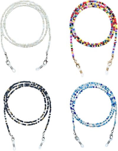 Set van 4 Brilkettingen voor Vrouwen met Parels, Kleurige Sieraden, Functionele en Decoratieve Oplossingen voor Bril en Modeaccessoires