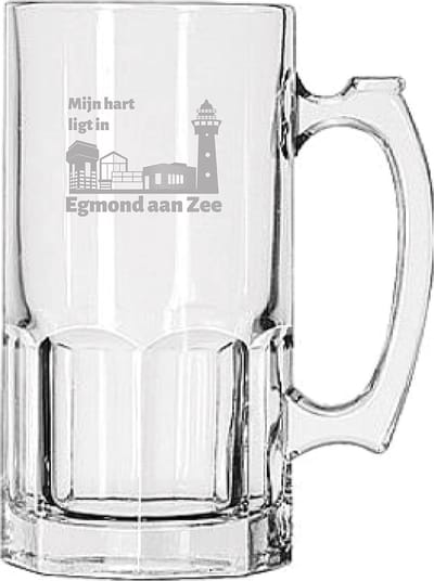 Gegraveerde Bierpul 1ltr Egmond aan Zee