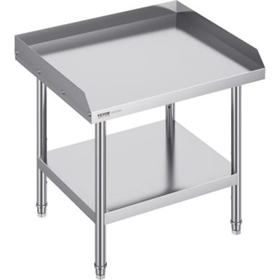VEVOR roestvrijstalen werktafel, commerciële werktafel voor voedselbereiding, 610 x 711 x 660 mm, spatbescherming aan 3 zijden, robuuste voorbereidingstafel, werktafel met verstelbare hoogte
