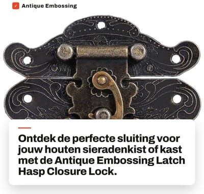 Dailygoods- Slot Antiek Ontwerp - Hasp Sluiting - Duurzaam Zinklegering - Voor Houten Kist - Gemakkelijke Installatie - Meerdere Maten