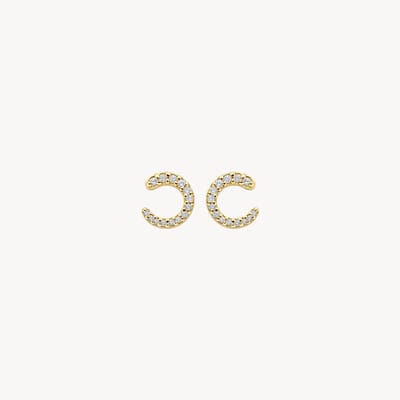 Blush Gouden Oorknoppen 7378YZI | 14k Geel goud oorsieraden, zirkonia pavé, heldere steen, poussettes sluiting, subtiele stijl