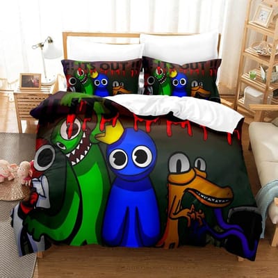 R-Rainbow Friends Beddengoedsets 3D Kinder Dekbedovertrekset Met Kussensloop Twin Full Queen King Beddengoed Bedlinnen Voor Jongens Meisjes 70x133cm 2pcs