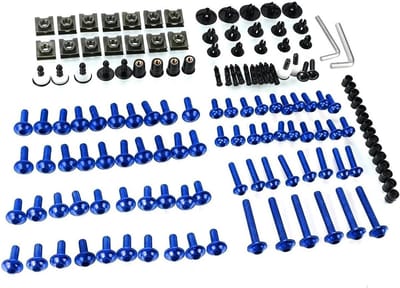 Voorruit Schroefset Motor - Kuipbouten Bevestiging - Motor Onderhoud - Roestvrij Aluminium - 1 Set - Blauw