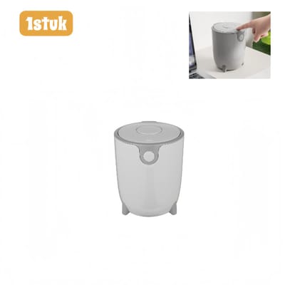 1 stuk - Mini-prullenbak - prullenbak voor op het bureau - Push-top-model - Geschikt voor keuken, slaapkamer en badkamer - Brede opening met versterkte bodem - Grijs