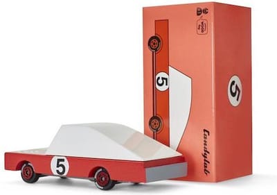 Candycar World: RACER Red #5 (F195) 8,9x4,1x3cm, wooden diecast, magnetic, in giftbox, 3+