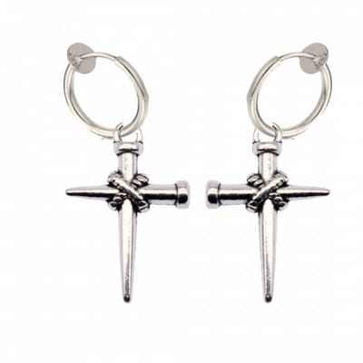 Klem oorbellen- kruis -spijker-zilverkleur-geen gaatje-Charme Bijoux