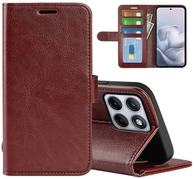 MobyDefend Hoesje - Geschikt voor Motorola Edge 70 Fusion - Wallet Book Case (Sluiting Achterkant) - Bruin