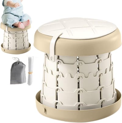 Reispotty Opvouwbaar - Draagbare Potty - Zindelijkheidstraining Onderweg - Antislip Basis - 27.5 x 27.5 x 10.5 cm - Lichtbruin