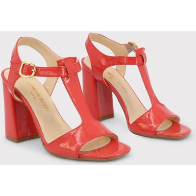 Patentleren T-strap Sandalen met Middenhak